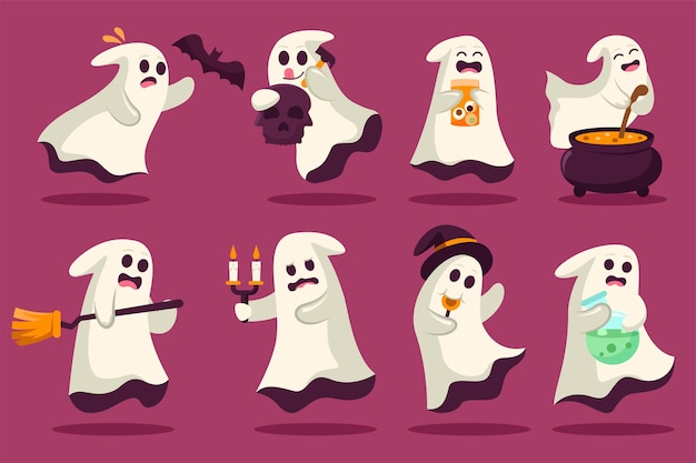 Ilustración vectorial feliz celebración de halloween (truco o trato) con los personajes para la invitación a la fiesta, como pancartas, páginas web, volantes, folletos, tarjetas