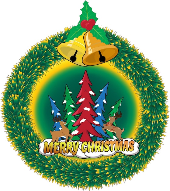 Vector una ilustración vectorial de una feliz decoración navideña o un logotipo con campanas