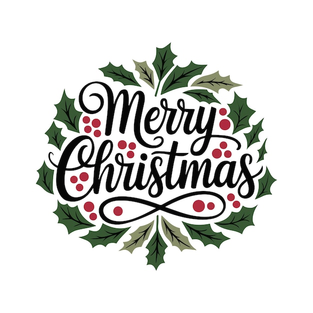 Ilustración vectorial de Feliz Día de Navidad con fondo blanco