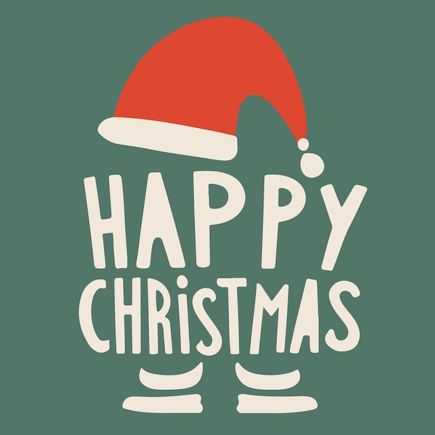 Ilustración vectorial de feliz Navidad y sombrero de Navidad