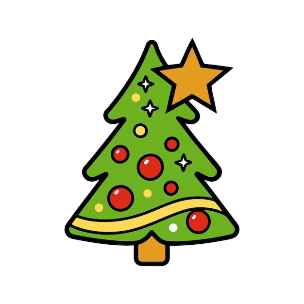 Ilustración vectorial festiva del árbol de Navidad Clipart en fondo blanco