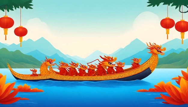 Vector ilustración vectorial del festival del barco dragón