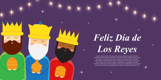 Vector ilustración vectorial del festival cristiano happy epiphany tres reyes magos