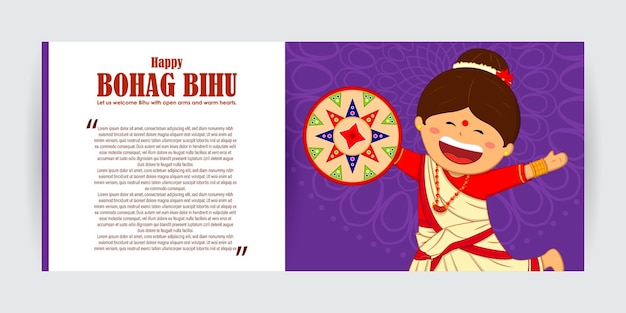 Ilustración vectorial del festival happy bihu assamese new year harvest