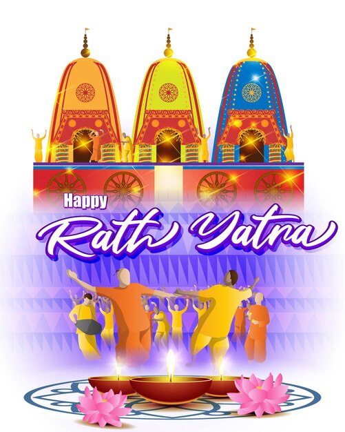 Ilustración vectorial para el festival indio Rath Yatra significa Festival Chariot