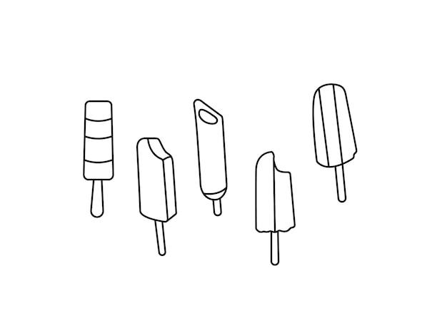 Ilustración vectorial de fideos de helado en cuatro formas diferentes