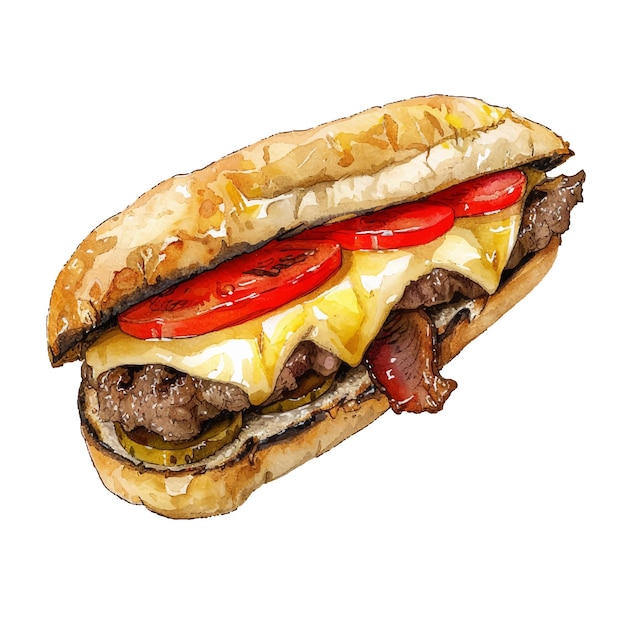 Ilustración vectorial de filete de queso en estilo acuarela