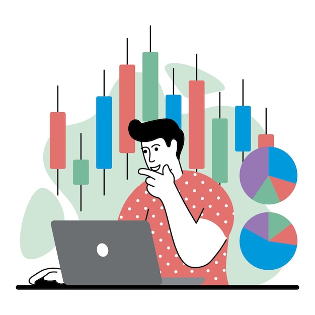 ilustración vectorial del financiero que supervisa la actividad empresarial
