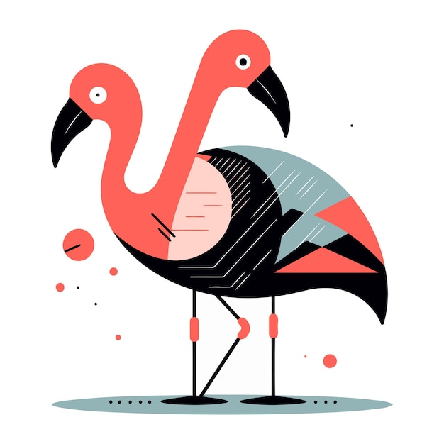 Vector ilustración vectorial de flamenco pájaro exótico en estilo plano