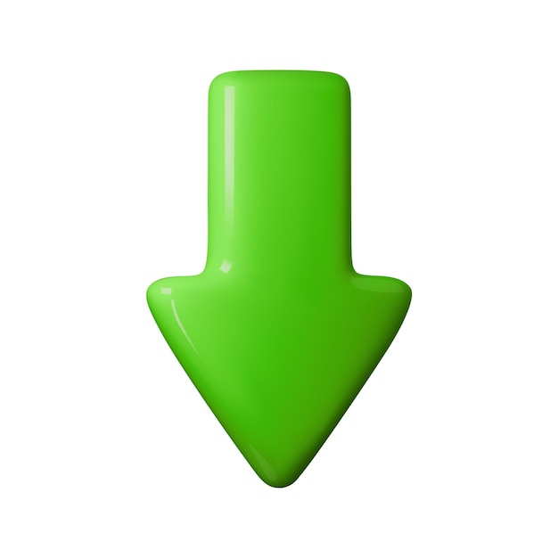 Ilustración vectorial de flecha 3D brillante y verde brillante Perfecta para descargar íconos punteros de navegación o indicadores de dirección Moderno y llamativo para el diseño web y de aplicaciones