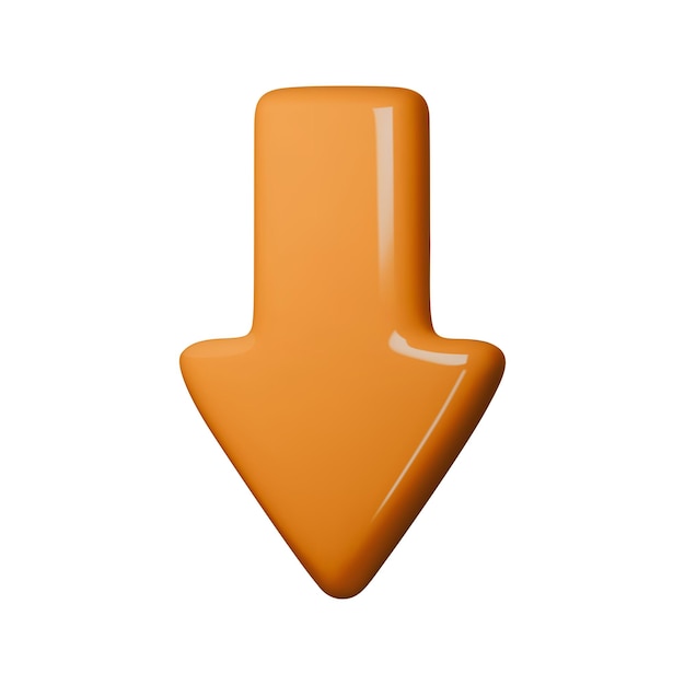 Ilustración vectorial de flecha 3D naranja brillante perfecta para la navegación descarga o temas de dirección diseño brillante moderno con un tono vibrante ideal para aplicaciones sitios web e infografías