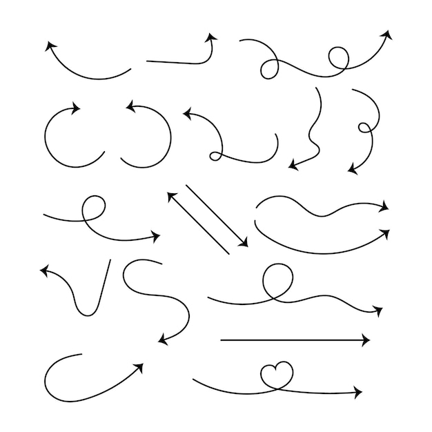 Ilustración vectorial con flechas de líneas delgadas