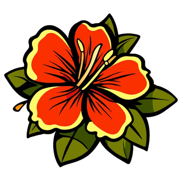 Vector ilustración vectorial de una flor de hibisco o de una flor floral de hibisco rosa