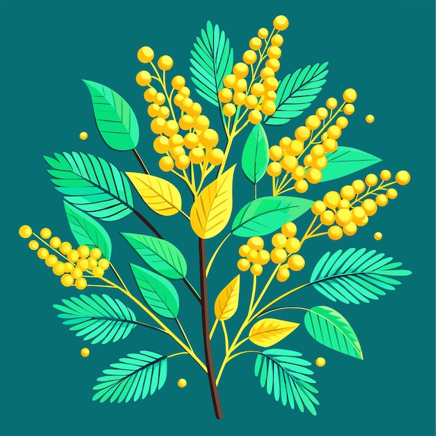 Vector ilustración vectorial de la flor de la mimosa