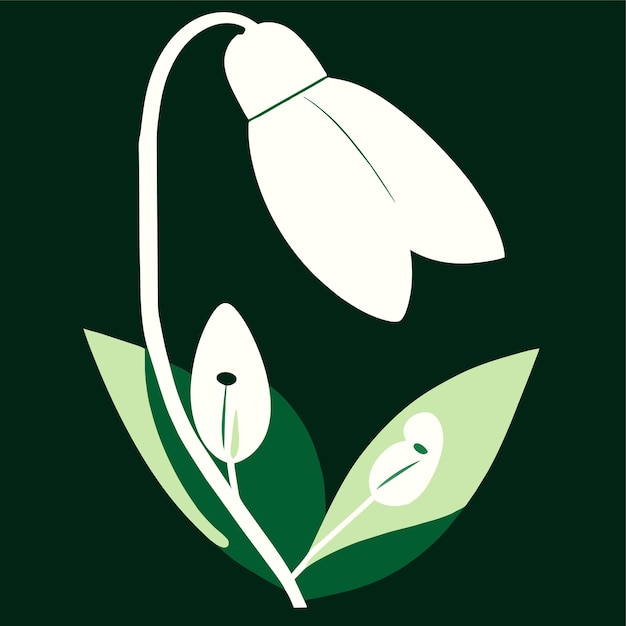 Ilustración vectorial de la flor plana de la gota de nieve