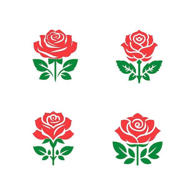 Ilustración vectorial de la flor de la rosa roja