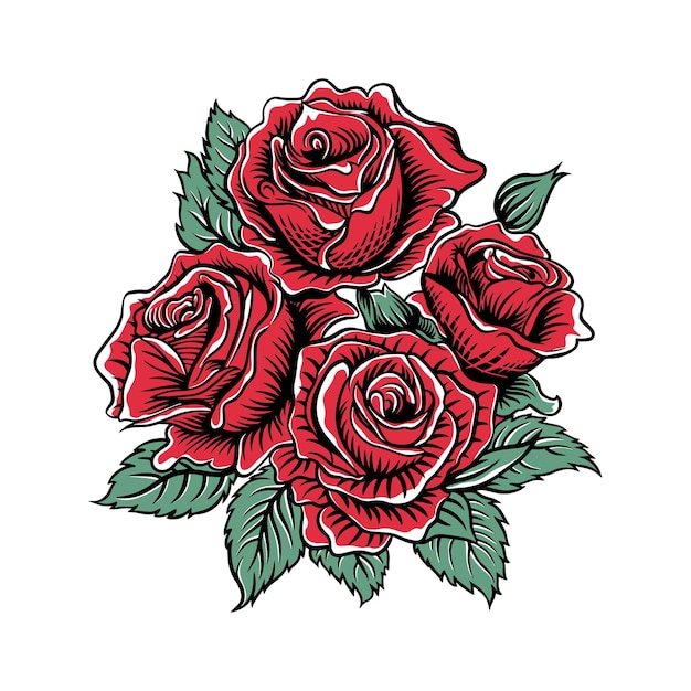 Ilustración vectorial de la flor de la rosa roja