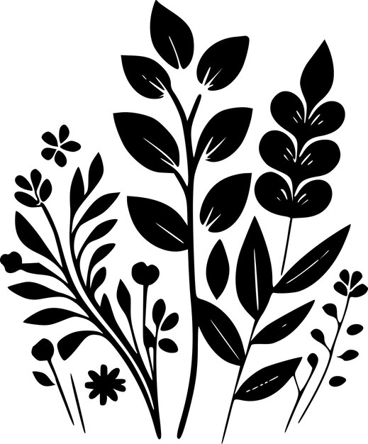 Ilustración vectorial floral en blanco y negro