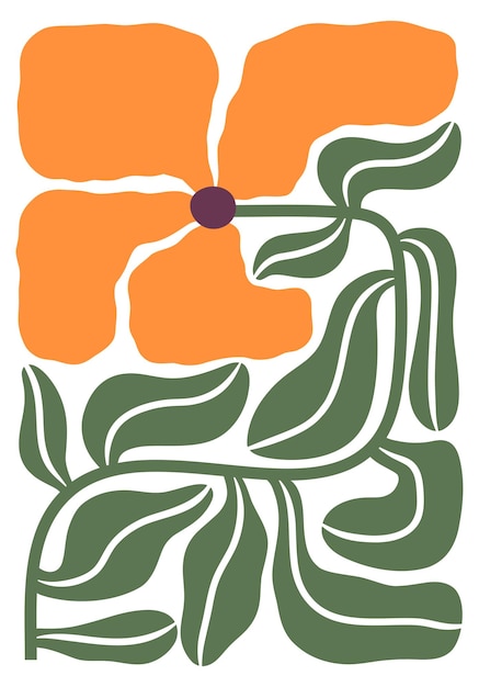Ilustración vectorial de florales de otoño Composición de flores de otoño Impresión botánica en estilo matisse