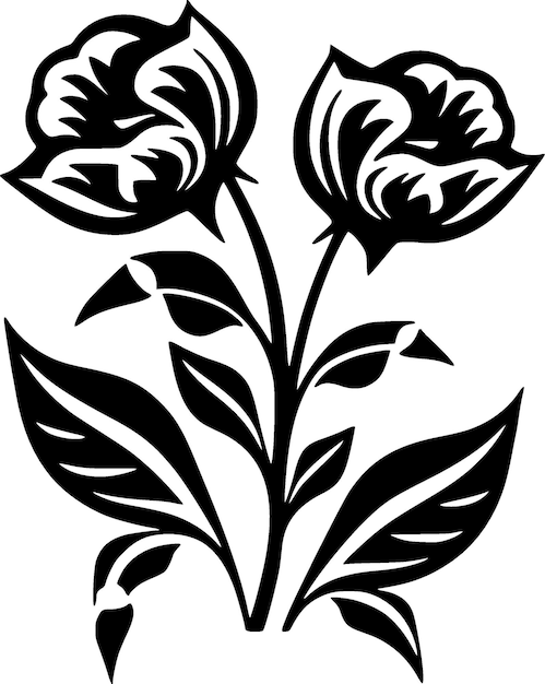 Vector ilustración vectorial de flores en blanco y negro