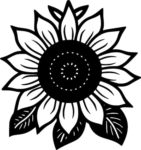 Vector ilustración vectorial de flores en blanco y negro