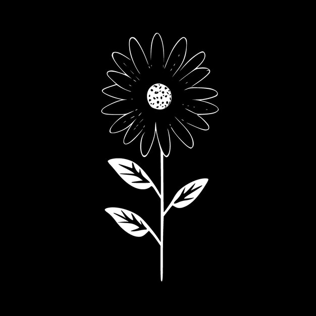 Ilustración vectorial de flores en blanco y negro