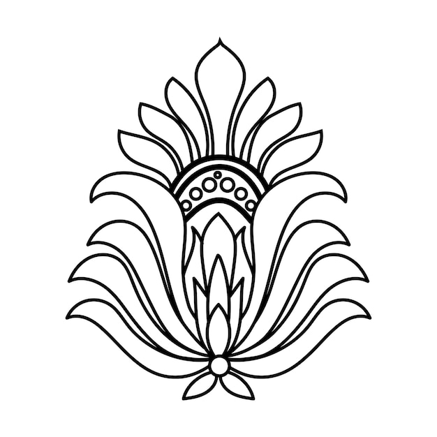 Vector ilustración vectorial de flores de contorno ornamental