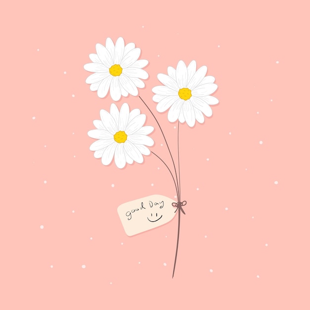 Ilustración vectorial de flores Daisy Bouquet Daisy Dibujado a mano Fondo aislado