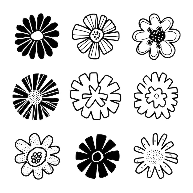 Vector ilustración vectorial de flores dibujadas con la mano vectorial libre