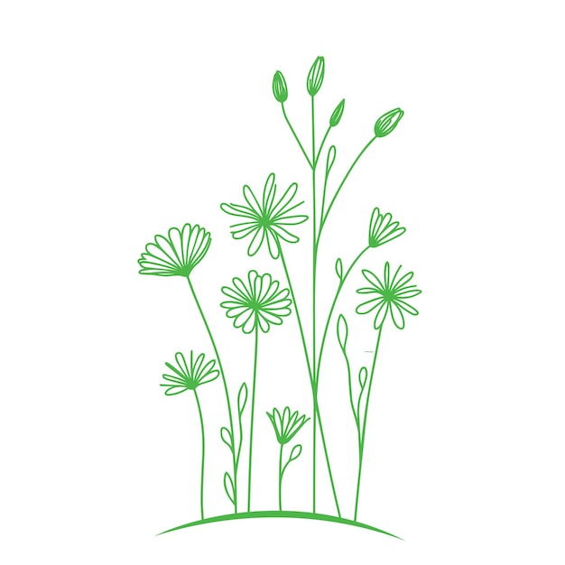 Ilustración vectorial de flores diseño de color sólido