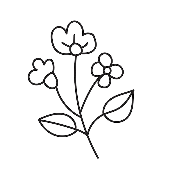 Ilustración vectorial de flores en estilo doodle