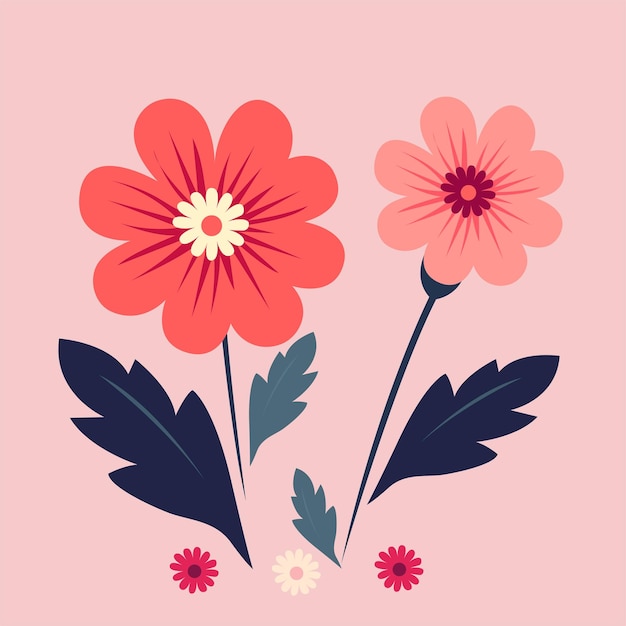 Ilustración vectorial de flores en estilo plano Colección de elementos florales