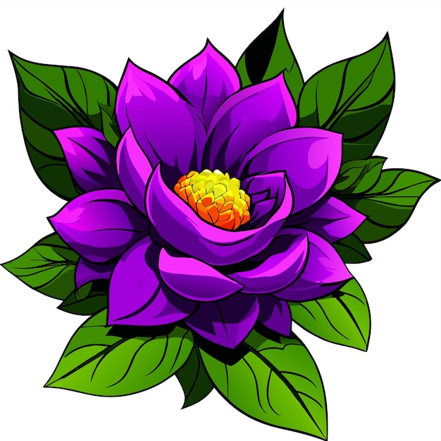 Vector ilustración vectorial de flores y hojas púrpuras