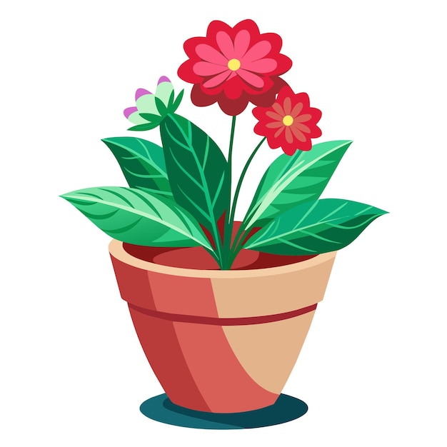 Ilustración vectorial de flores en macetas de plantas de interior