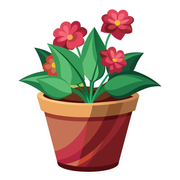 Ilustración vectorial de flores en macetas de plantas de interior
