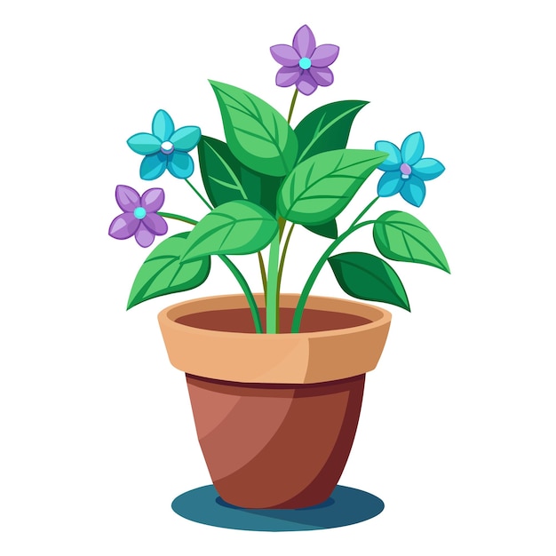 Ilustración vectorial de flores en macetas de plantas de interior