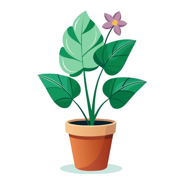 Ilustración vectorial de flores en macetas de plantas de interior