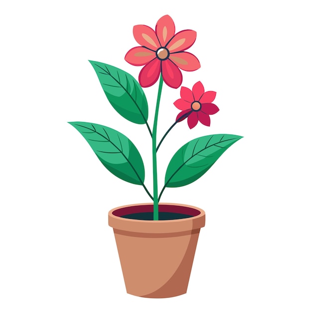 Ilustración vectorial de flores en macetas de plantas de interior