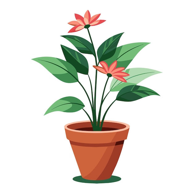 Ilustración vectorial de flores en macetas de plantas de interior