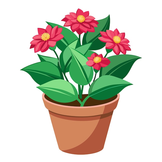 Ilustración vectorial de flores en macetas de plantas de interior