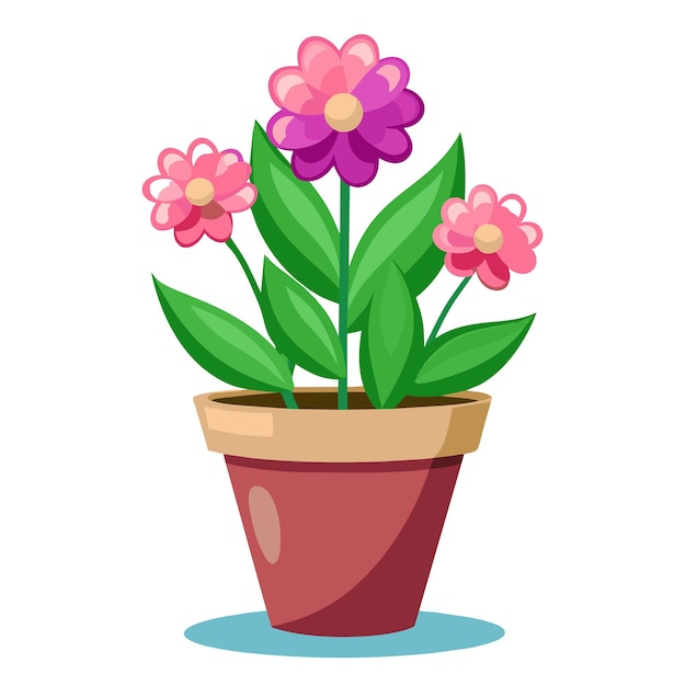 Ilustración vectorial de flores en macetas de plantas de interior