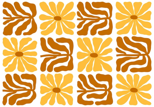Ilustración vectorial de flores de otoño Composición de hojas de otoño Impresión botánica en estilo matisse
