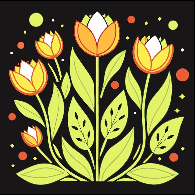 Ilustración vectorial de las flores de tulipán