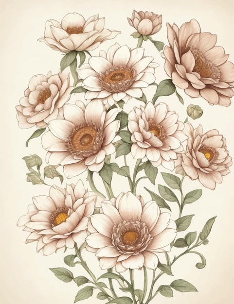 Vector ilustración vectorial de flores vintage