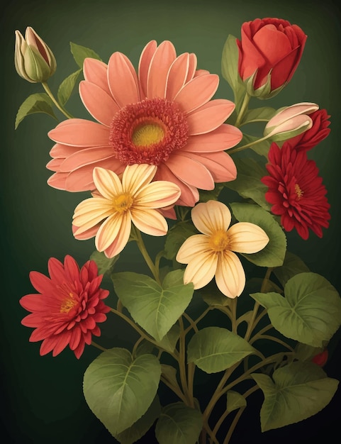 ilustración vectorial de flores vintage