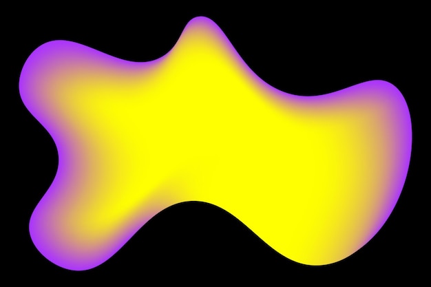 Ilustración vectorial de fluido abstracto con gradiente de color amarillo y púrpura en fondo negro