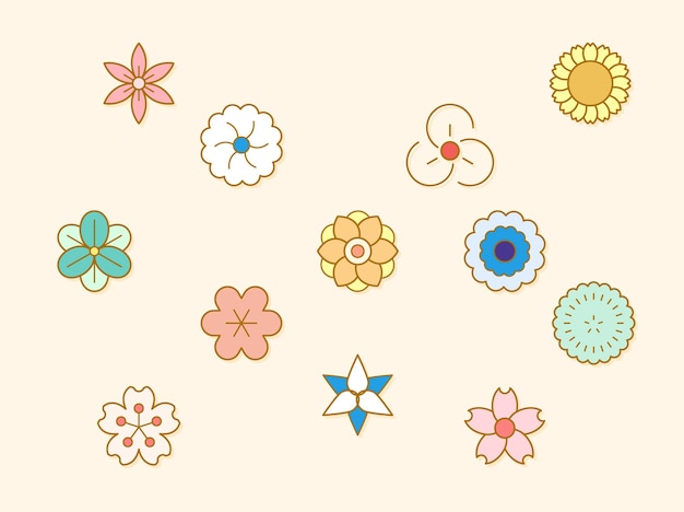 Ilustración vectorial de un flujo de elementos florales que contiene, por ejemplo, ramos de naturaleza floral botánica