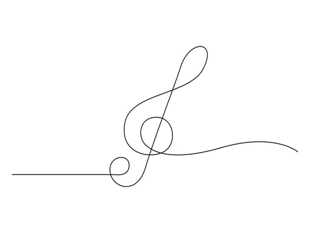 Ilustración vectorial de fondo blanco aislada en un dibujo de una línea continua de nota musical Pro vector