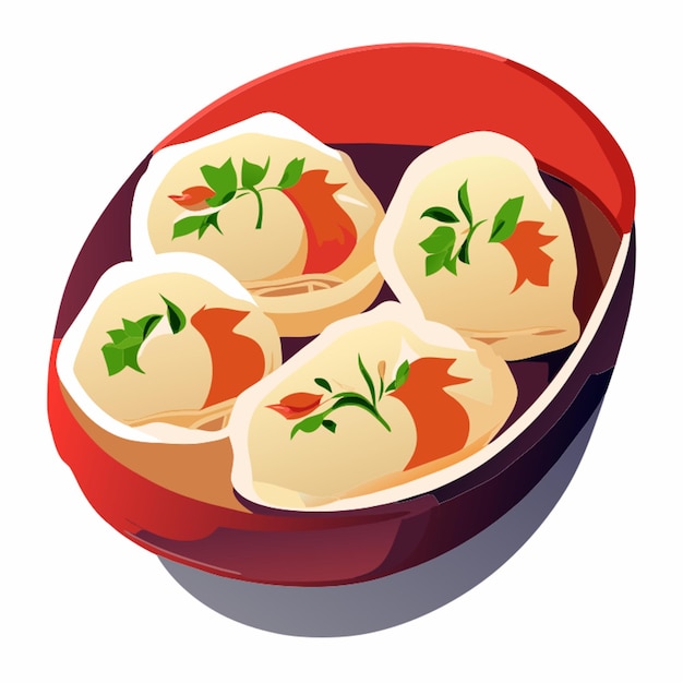 Vector ilustración vectorial de fondo blanco de gyoza