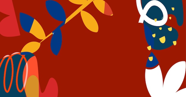 Ilustración vectorial de fondo boho abstracta estética Formas de colores dinámicos Líneas y garabates